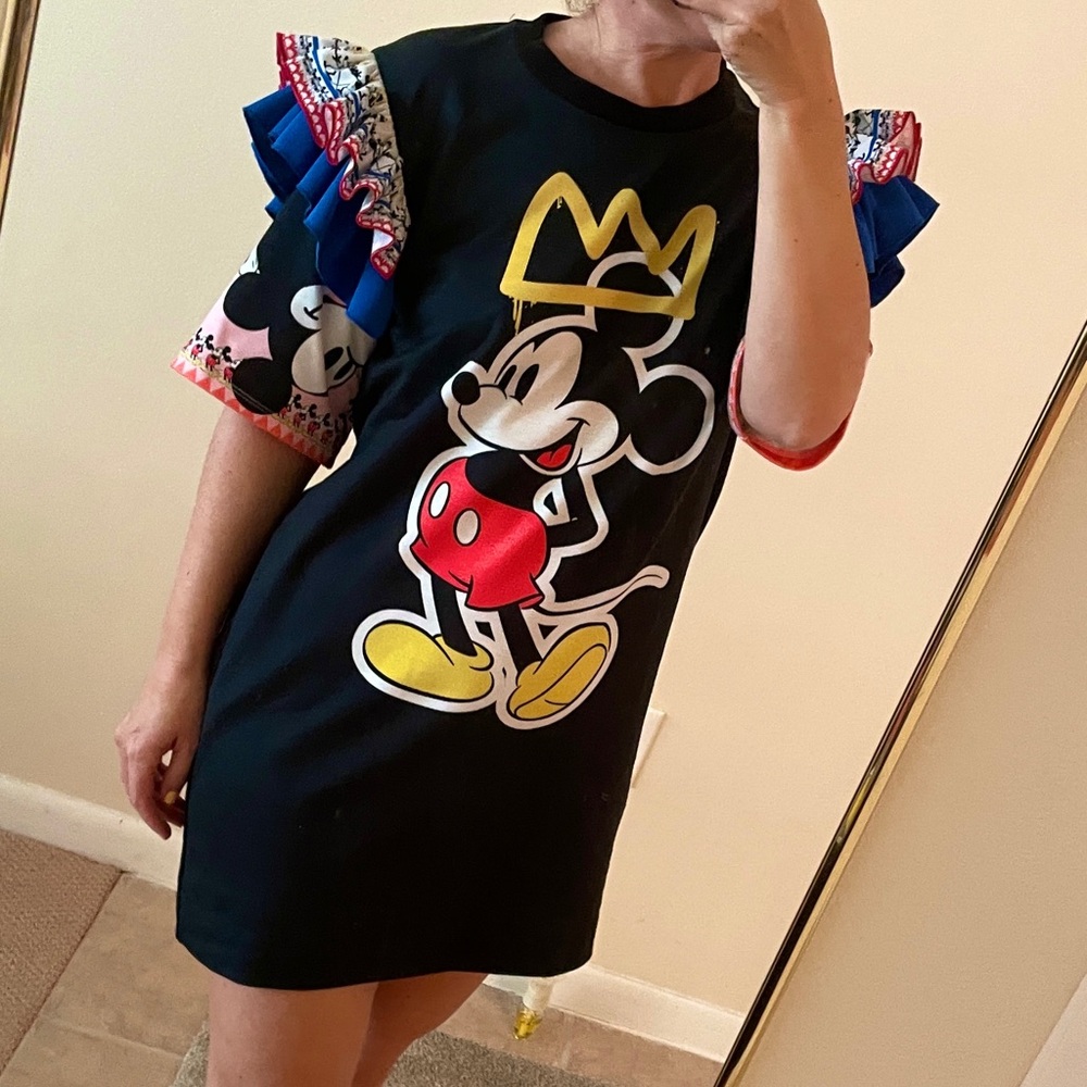 Sugarbird Disney Mickey Mouse Black Women’s Mini Dress Colorful Ruffle Sleeves S - Picture 7 of 7